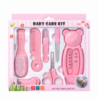 set ingrijire bebelusi, 7 piese, culoare roz