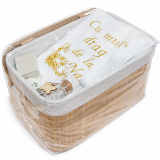 trusou botez in cutie de bambus auriu