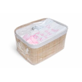 trusou botez in cutie de bambus roz
