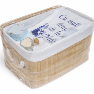 trusou botez in cutie de bambus bleumarin