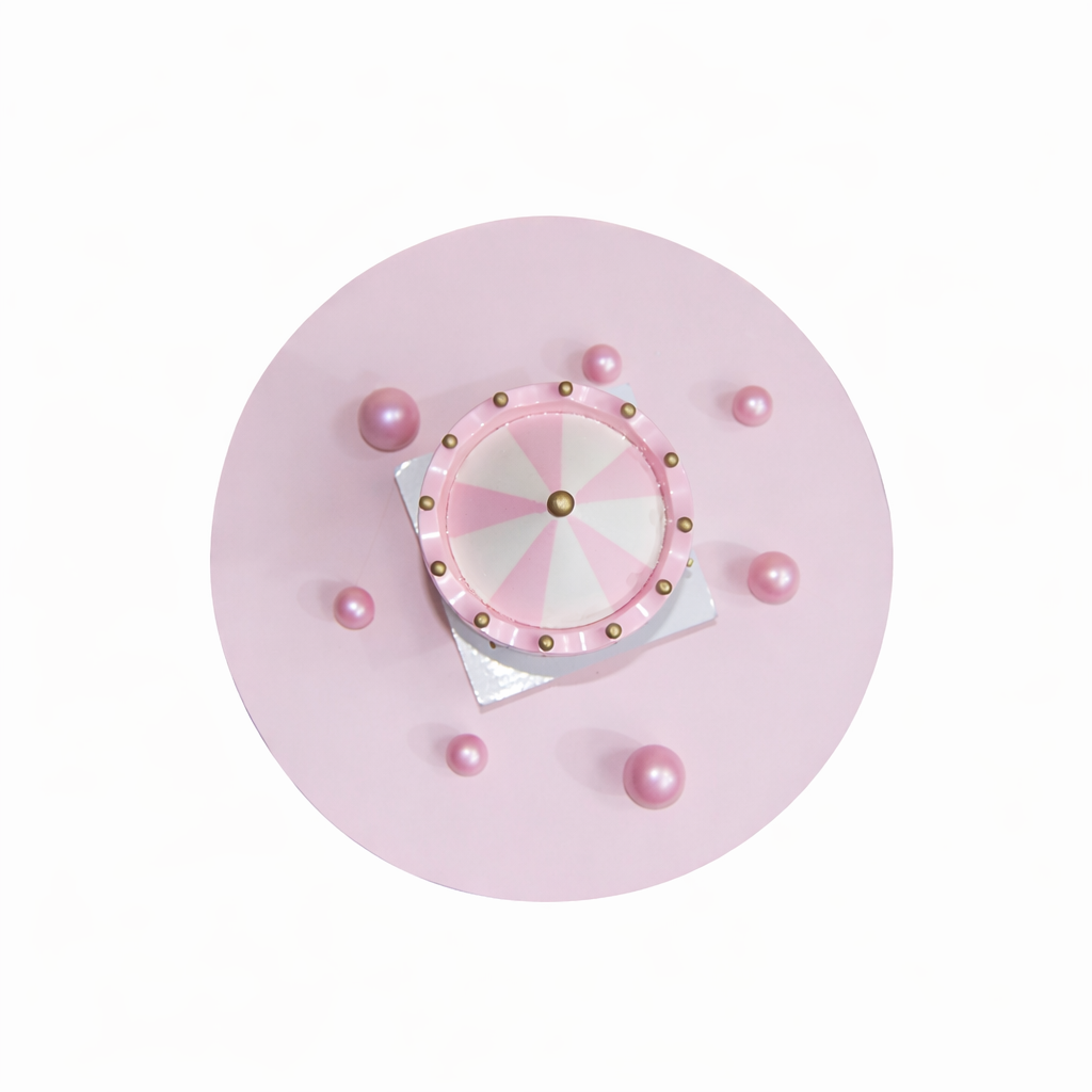 trusou botez+set baita in cutie rotunda roz