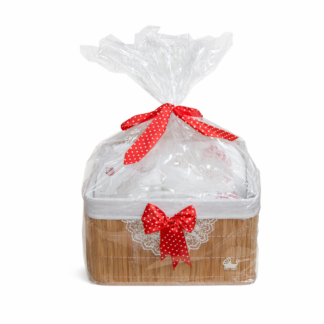 trusou botez+set baita in cutie rotunda bleumarin