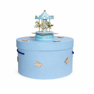 trusou botez+set baita in cutie rotunda bleu