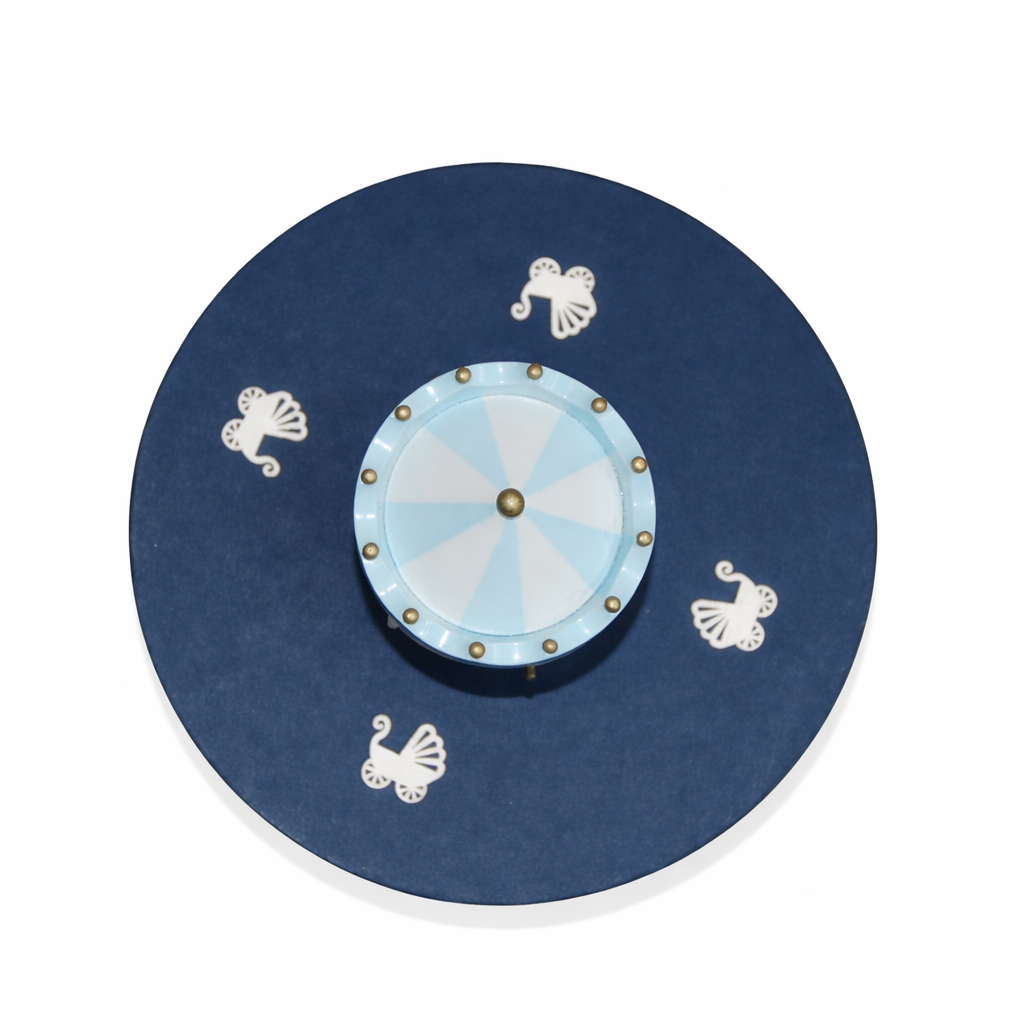 trusou botez+set baita in cutie rotunda bleumarin