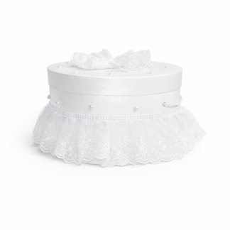 Trusou botez+set baita in cutie rotunda - argintiu