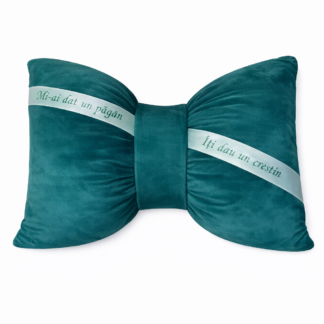 perna catifea verde pentru botez, 60x40cm, cu panglica brodata