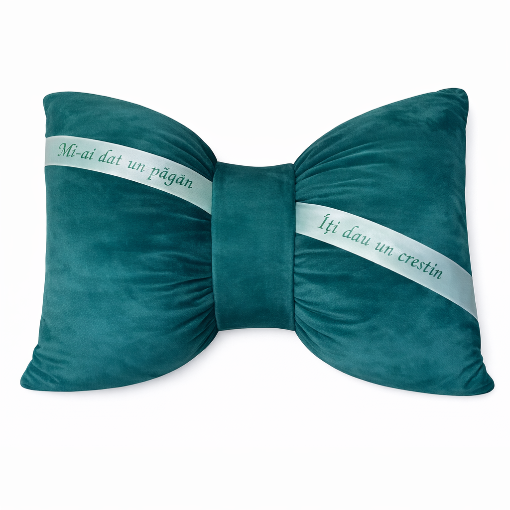 perna catifea verde pentru botez, 60x40cm, cu panglica brodata