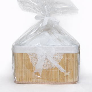 trusou botez+set baita in cutie de bambus argintiu